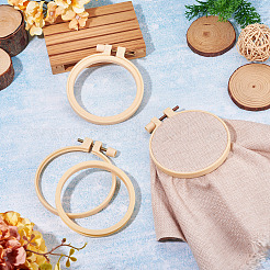 プラスチック模造竹クロスステッチ刺繍フープ  裁縫用具アクセサリー  ラウンド  パパイヤホイップ  93mm  内径：76mm  3個/セット&nbsp;TOOL-TADJ0001-03B