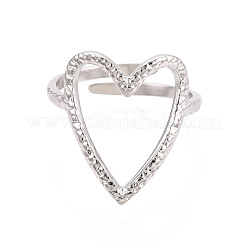 Non-Tarnish 304 Stainless Steel Heart Cuff Ring&nbsp;LS-RJEW-N038-123P