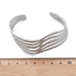 304ステンレススチール製カフバングル  女性用マルチ連バングル  波  ステンレス鋼色  内径：2-1/2x2インチ（6.2x5.1cm）&nbsp;BJEW-B108-12P