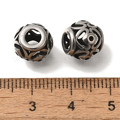304ステンレススチールヨーロピアンビーズ  大穴ビーズ  ハートとロンデル  アンティークシルバー  10x9mm  穴：4mm&nbsp;STAS-D191-06D-AS