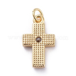 Cubic Zirconia Tiny Cross Charms&nbsp;KK-G363-03G-03