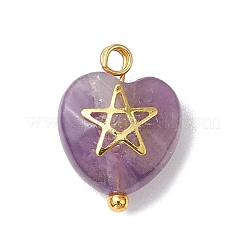 15Pcs 15 Styles Gemstone Faceted Hearted Charms with Brass Sun Star Moon Slices&nbsp;PALLOY-JF03282