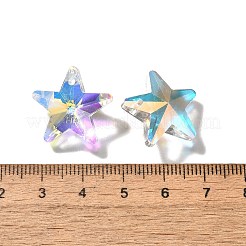 ガラスチャーム  スター  ABカラー  多面カット  クリアAB  19x20x8.5mm  穴：1.5mm&nbsp;GLAA-I057-02A