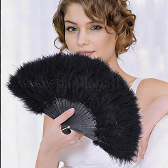 Plastic & Feather Folding Fan&nbsp;AJEW-WH20130-171C