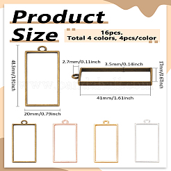 16Pcs 4 Colors Alloy Open Back Bezel Rectangle Pendants&nbsp;FIND-LP0004-75