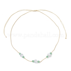 Round Natural Malaysia Jade & Cat Eye Beaded Necklace & Bracelet & Dangle Earring Sets&nbsp;SJEW-JS01334