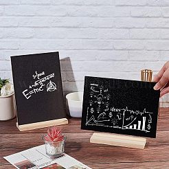 木製ベーススタンド付きミニ黒板サイン2セット  メッセージボード  リセット用  ホテル  バー 卓上  縦長の長方形  ブラック  149~210x45~150x5~12mm  2個/セット&nbsp;AJEW-NB0003-76