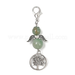 Angel Natural Green Aventurine Beads & Alloy Tree Pendant Decorations&nbsp;HJEW-JM03075