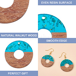 30Pcs 15 Style Transparent Resin & Walnut Wood Pendants&nbsp;RESI-FW0001-01