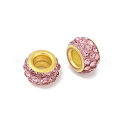 合金ラインストーン粘土パヴェビーズ  ロンデル  淡いバイオレットレッド  11.5x6.5mm  穴：5mm&nbsp;ALRI-D300-04G-03