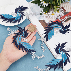 4Pcs 2 Style Leaf Computerized Embroidery Cloth Iron on/Sew on Patches&nbsp;DIY-GF0005-33C