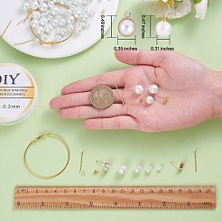 DIYイミテーションパールロングドロップイヤリング作成キット  合金 & 鉄 & 真鍮スタッド & フープ イヤリングのパーツを含む  アクリル＆ガラスパールビーズ  304ステンレススチールチェーン  銅ワイヤー  ゴールドカラー&nbsp;DIY-SZ0009-67
