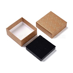 紙ジュエリーセットボックス  黒いスポンジを使って  ネックレスとイヤリング用  正方形  キャメル  7.5x7.5x3.6cm&nbsp;CON-Z005-03C