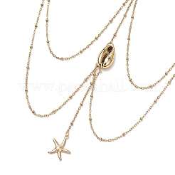 304 Stainless Steel Cable Chains & Electroplated Shell Pendant Tassel Thigh Leg Chains&nbsp;AJEW-AN00649-02