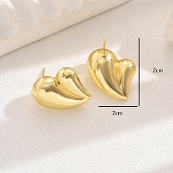 ステンレススチールのハートスタッドピアス  ゴールドカラー  20x20mm&nbsp;RM2349