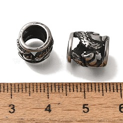 304ステンレススチールヨーロピアンビーズ  大穴ビーズ  コラム  アンティークシルバー  9.5x11mm  穴：6.5mm&nbsp;STAS-D191-23A-AS