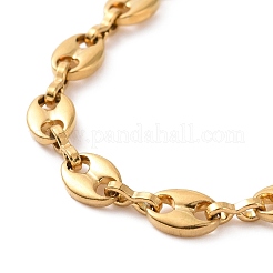 PVD Vacuum Plating 304 Stainless Steel Coffee Bean Chain Bracelet for Men Women&nbsp;BJEW-E031-16G-01