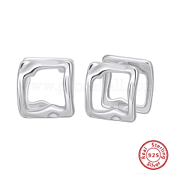 スターリングシルバーのスクエアスタッドピアス925個  プラチナメッキ  15x13x13.5mm&nbsp;EJEW-H167-04P