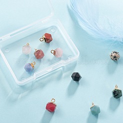 10個10スタイル電気メッキ混合宝石用原石チャーム  黄金の鉄のパーツと  多面カット  スターカットラウンド  1個/スタイル&nbsp;G-LS0002-03
