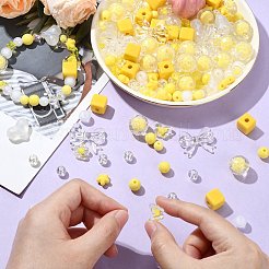 250Pcs 15 Style Yellow Acrylic Beads Set&nbsp;OACR-CJ0001-70