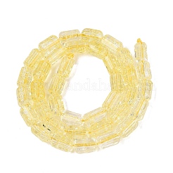 クラックル透明ガラスビーズ連売り  コラム  多面カット  シャンパンイエロー  9~9.5x5.5~6mm  穴：1~1.2mm  約37~38個/連  13.39~13.78インチ（34~35cm）&nbsp;GLAA-N068-05A-10