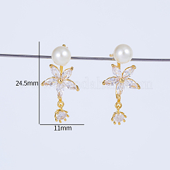 Elegant Brass Pave Clear Cubic Zirconia Stud Earrings&nbsp;WX5814
