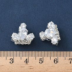 真鍮製マイクロパヴェキュービックジルコニアビーズ  カドミウムフリー＆鉛フリー  蝶  ラインストーン付き  透明  13x16x12mm  穴：1.2mm&nbsp;KK-S336-15S-A