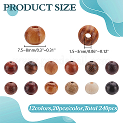 240Pcs 12 Colors Natural Unfinished Wood Beads&nbsp;WOOD-WR0001-17