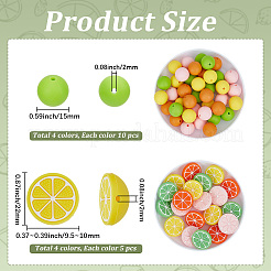 Lemon & Round Food Grade Eco-Friendly Silicone Focal Beads&nbsp;SIL-PA0001-54