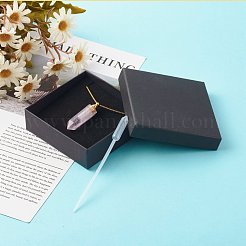 304ステンレススチールペンダントネックレス  ファセットカット天然混合宝石  開閉可能な香水瓶  使い捨てプラスチックホールピペット  ゴールドカラー  60.5x0.15cm&nbsp;NJEW-JN03540