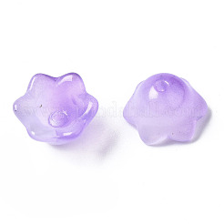 透明なツートンカラーのスプレー塗装ガラスビーズ  花  ライラック  7x11.5x11.5mm  穴：1.2mm&nbsp;GLAA-Q089-002B-004