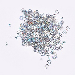 オーナメントアクセサリープラスチック製スパンコール/スパンコールビーズ  ハート  銀  3x4x0.1mm  約225000個/ポンド&nbsp;PVC-G001-02A