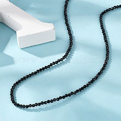 天然黒スピネルビーズのネックレス  真鍮カニカン付き  ファセットラウンドビーズ  15.75インチ〜16.14インチ（40~41cm）x2mm&nbsp;NJEW-K114-A-A20