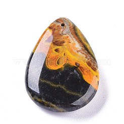 マルハナバチの天然碧玉ペンダント  ティアドロップ  33~41x21~26.5x8~9.5mm  穴：1.5mm&nbsp;G-A179-02A