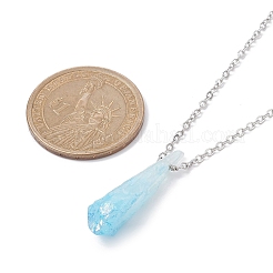 Dyed Natural Quartz Crystal Twist Teardrop Pendant Necklaces&nbsp;NJEW-JN04497-01