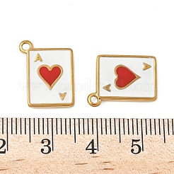 304ステンレススチールエナメルペンダント  ハートのエースチャーム  イオンプレーティング（ip）  18KGP本金メッキ  19x15x2mm  穴：1.5mm&nbsp;STAS-V015-45G