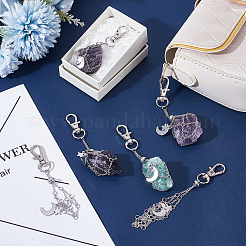 6Pcs 3 Styles Moon & Star Alloy Swivel Lobster Claw Clasps & Brass Cable Chains&nbsp;AJEW-UN00041