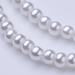 ガラスパールビーズ連売り  パールカラーの  ラウンド  ホワイト  3~4mm  穴：1mm  約190~200200個/連  25.59インチ（65cm）&nbsp;HY-3D-B01