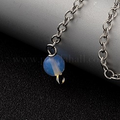 オパライト球ダウジング振り子  プラチナ調真鍮クロスチェーン&カニカン付き  225~240mm&nbsp;X-BJEW-E292-A11