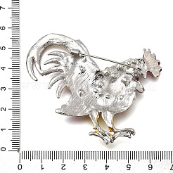 ルースターエナメルピン  バックパックの服のための合金ラインストーンブローチ  ゴールデンロッド  60x64mm&nbsp;JEWB-V001-01B