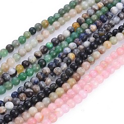 天然石ビーズ連売り  混合石  ラウンド  6mm  穴：0.8mm  約60~65個/連  14.96インチ（38cm）&nbsp;G-F591-03M-6mm