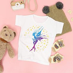 プラスチック再利用可能な描画絵画ステンシル テンプレート  スクラップブック、布地、タイル、床、家具、木材の塗装用  正方形  フェアリー模様  300x300mm&nbsp;DIY-WH0172-929