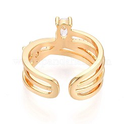 Brass Micro Pave Cubic Zirconia Cuff Rings&nbsp;KK-T074-79G