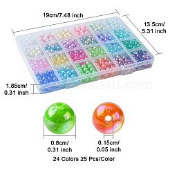 DIY 600Pcs 24 Styles Round Acrylic & Plastic Beads Jewelry Making Findings Kit&nbsp;DIY-FS0005-63