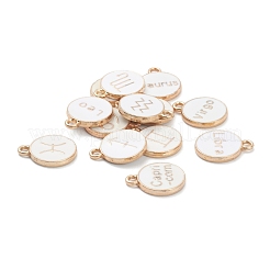 （訳あり商品：黄ばみ）  合金エナメルチャーム  星座とフラットラウンド  ライトゴールド  15x12x1.5mm  穴：1.8mm&nbsp;ENAM-XCP0002-01LG