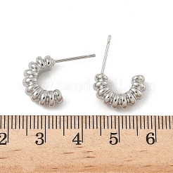 C字型真鍮スタッドピアス  プラチナメッキ  15x21x5mm&nbsp;EJEW-D320-11P