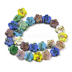 手作りランプワークビーズ連売り  花  カラフル  14~14.5x14~15x5mm  穴：1.5mm  約25個/連  12.99''（33センチメートル）&nbsp;LAMP-R145-08