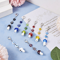 32Pcs 8 Colors Handmade Evil Eye Lampwork Pendant Decoration&nbsp;HJEW-TA0001-10
