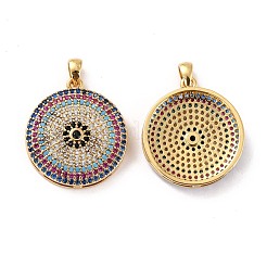 Brass Micro Pave Cubic Zirconia Pendants&nbsp;ZIRC-P092-031G-RS