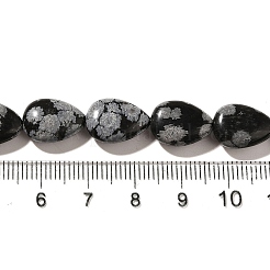 天然石スノーフレークオブシディアンビーズ連売り  ティアドロップ  13.5~14x10~10.5x5mm  穴：1mm  約27~28個/連  37.3~38.3cm&nbsp;X-G-I377-A28